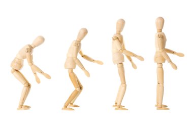 Wooden dolls with different postures