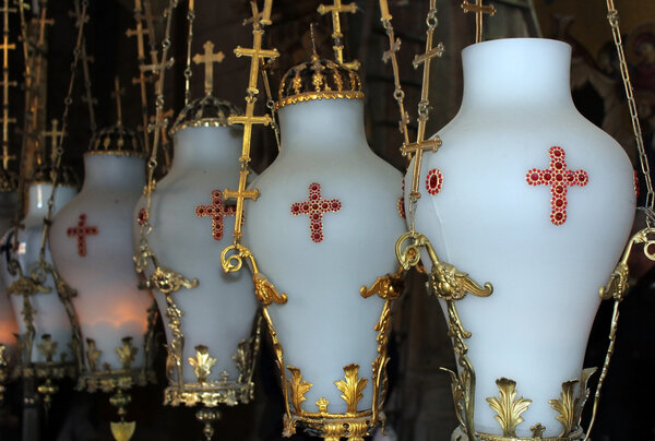 Lamps in Church of the Holy Sepulcher, Jerusalem