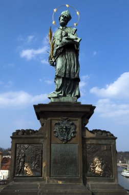 heykelin üzerinde charles bridge, prague, Çek Cumhuriyeti