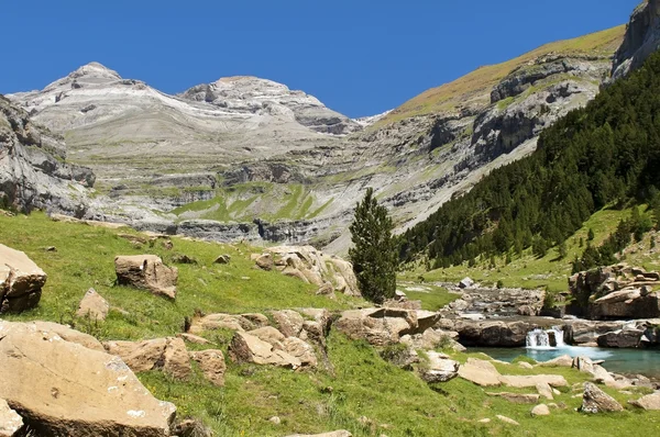 Gebirgsbach in den Pyrenäen — Stockfoto