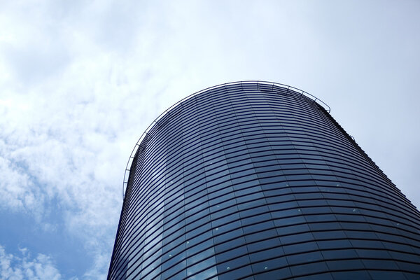Modern business center, skyscraper sky daytime clouds