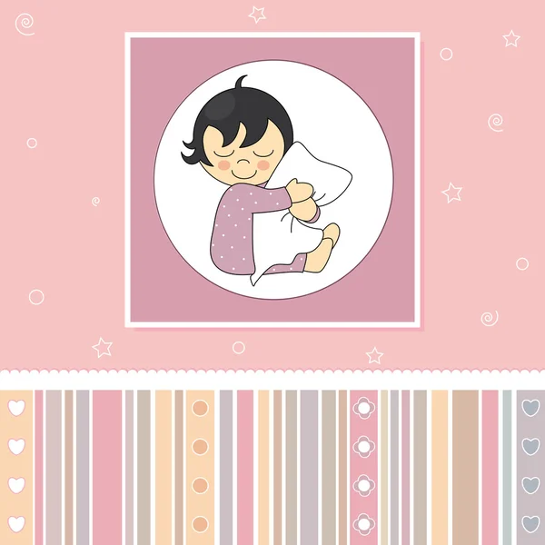 甜卡与睡觉的女孩 — 图库矢量图片