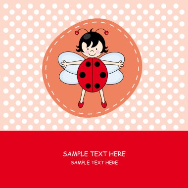 Girl with ladybug costume clipart