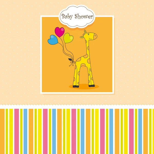 Biglietto di nascita del bambino. giraffa — Vettoriale Stock