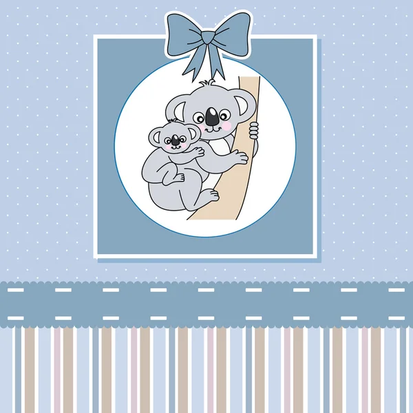 새로운 아기 샤워 카드입니다. 귀여운 코알라 — 스톡 벡터