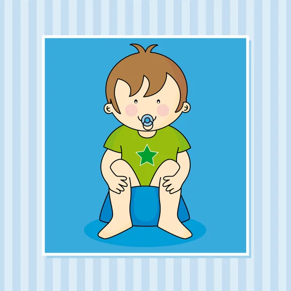 Card boy seduto su un vasino — Vettoriale Stock