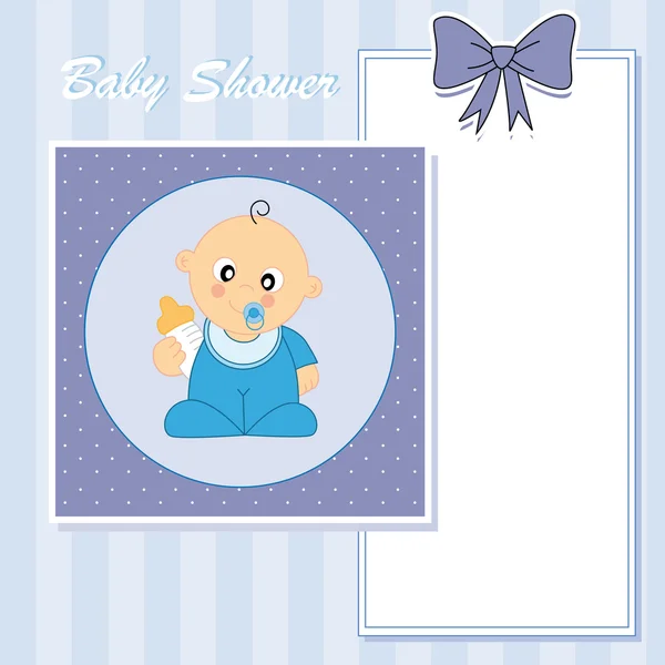 Menino bebê chegada anúncio cartão — Vetor de Stock