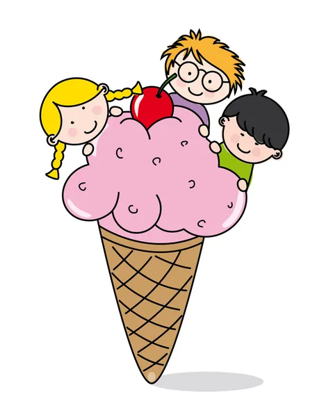 아이스크림을 먹는 어린이들 — 스톡 벡터