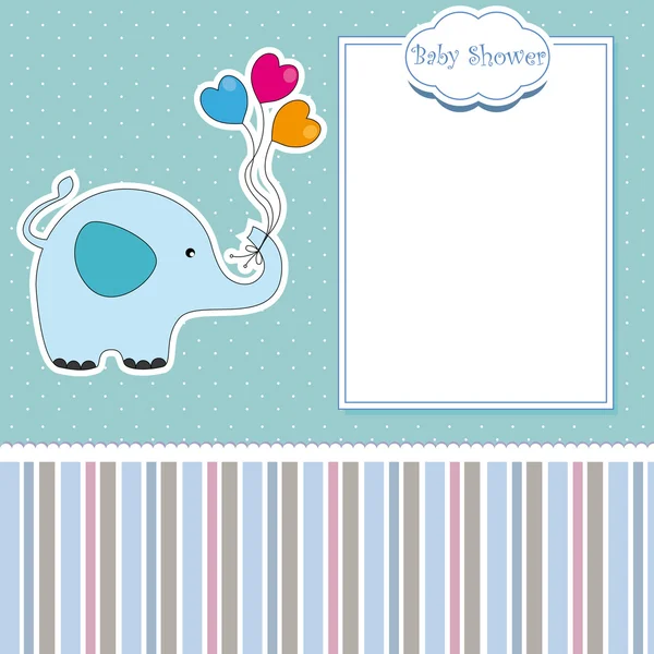 Nuovo baby shower card con elefante — Vettoriale Stock