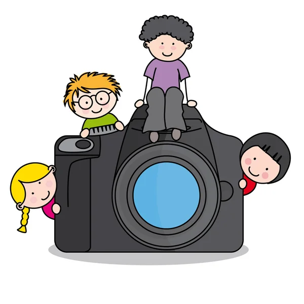 Дети с камерой — стоковый вектор