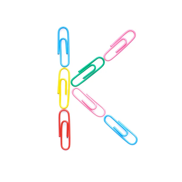 Letter K made with clips — Stock Photo, Image