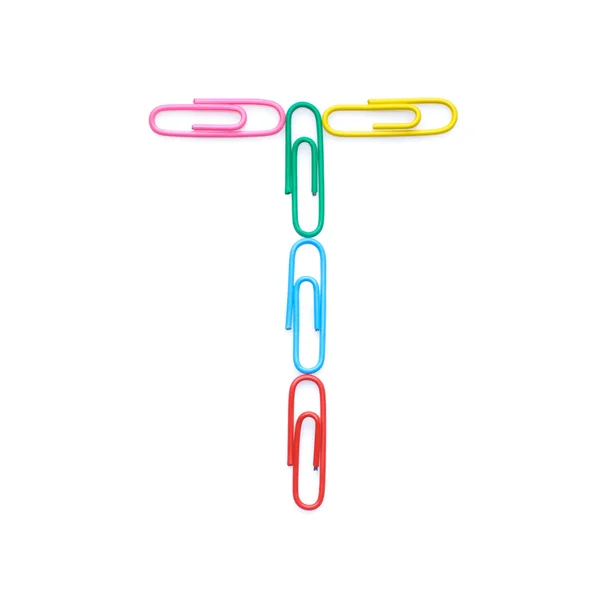 Letter T made with clips — Stock Photo, Image