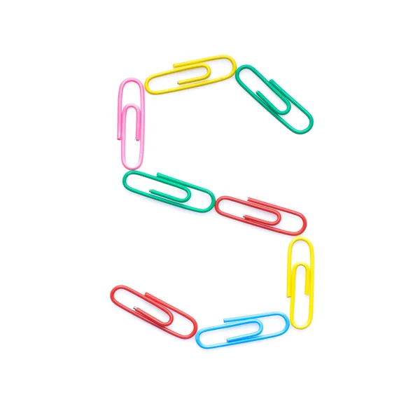 Letter S made with clips — Stock Photo, Image
