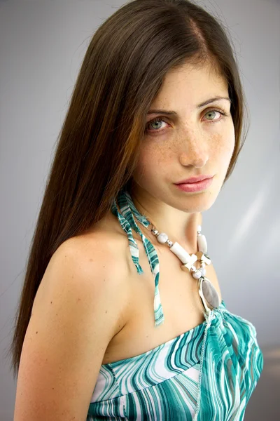Medium shot of beautiful serious female model — Stock Photo, Image
