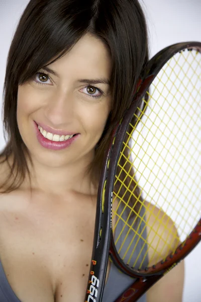 Portrett av en vakker, sexy kvinnelig tennisspiller – stockfoto