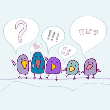 Cartoon birds talking clipart