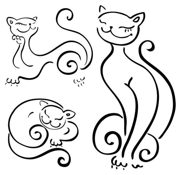 웃 긴 고양이 스케치 모음. — 스톡 벡터