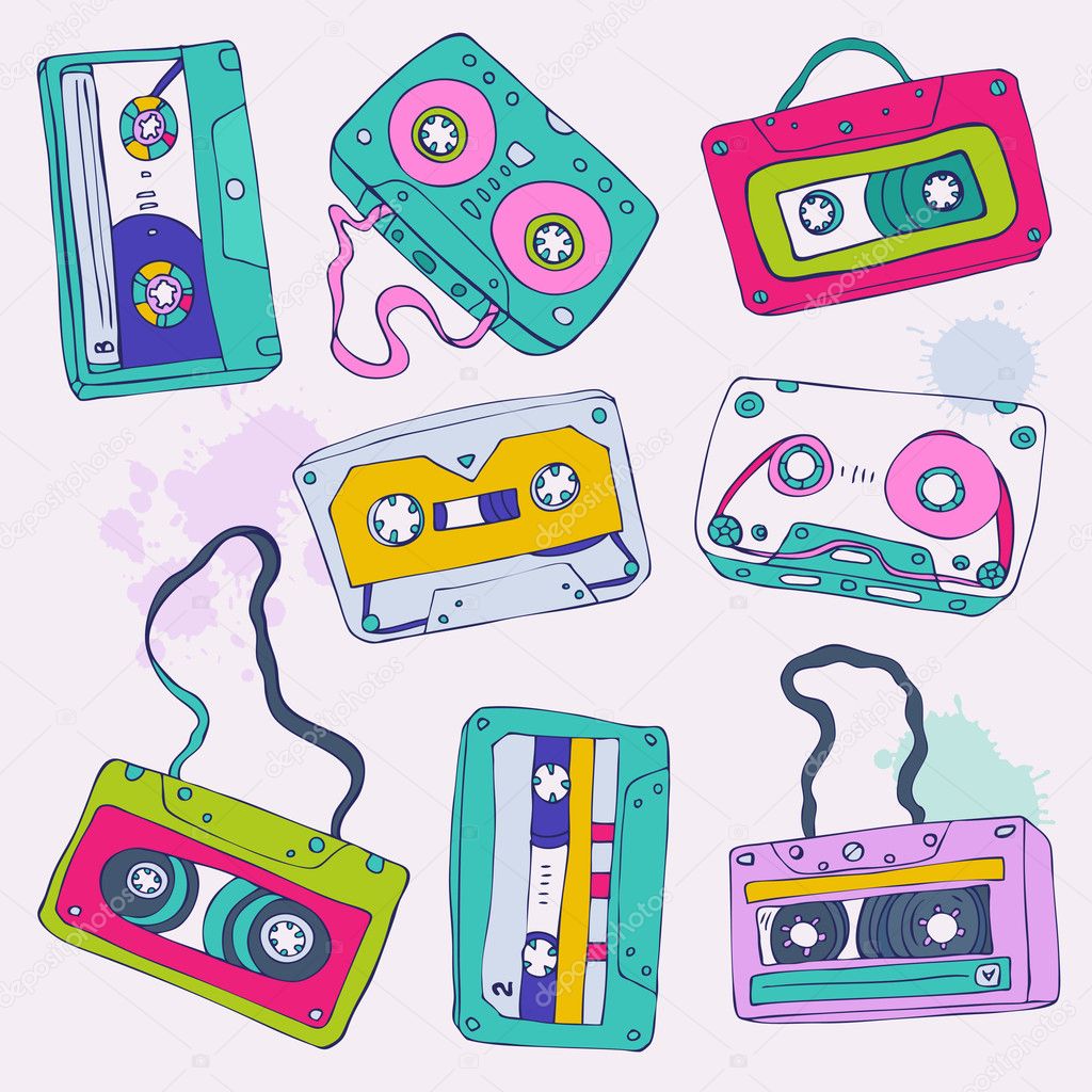 Set of retro cassette tapes