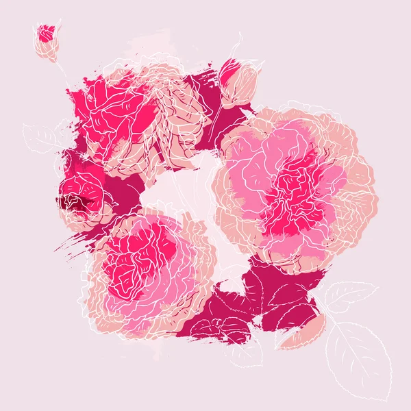 아름다운 분홍빛 장미 — 스톡 벡터