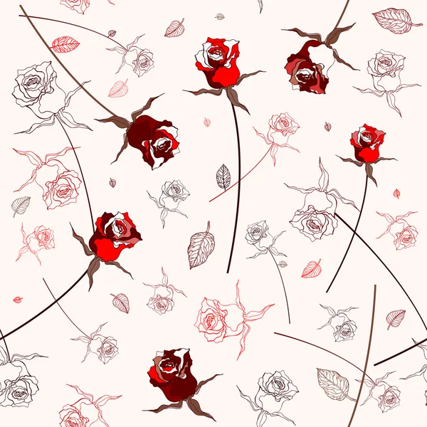 美丽无缝玫瑰图案 — 图库矢量图片