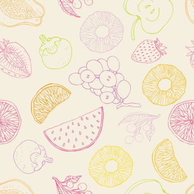 Seamless fruits background clipart