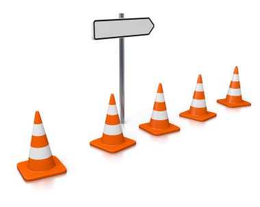 Row of cones and arrow sign clipart