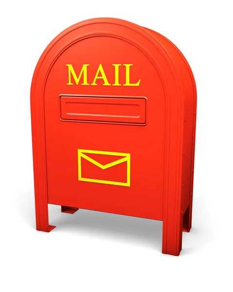 Rode geïsoleerde postbox met een envelop teken 2 — Stockfoto