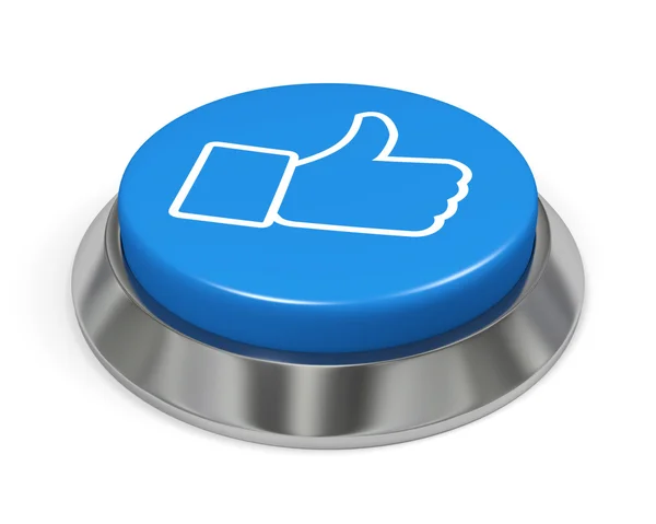 Azul aislado como botón con un signo de mano — Foto de Stock