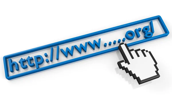 Org URL string e cursor de mão — Fotografia de Stock