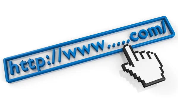 Corda de URL Empty.com e cursor de mão — Fotografia de Stock