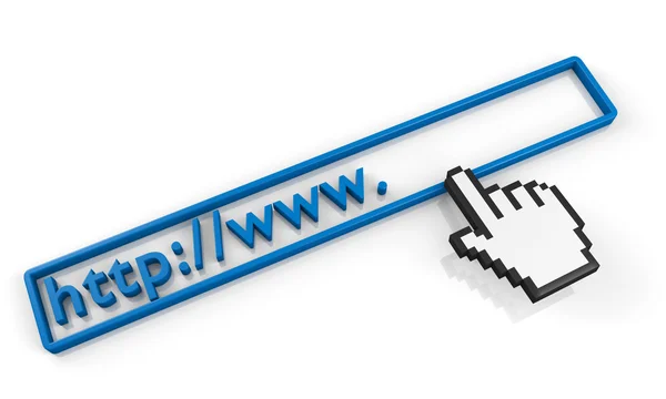 URL string and hand cursor — Stock Photo, Image