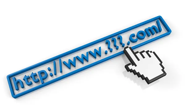 Com URL string and hand cursor — Stock Photo, Image