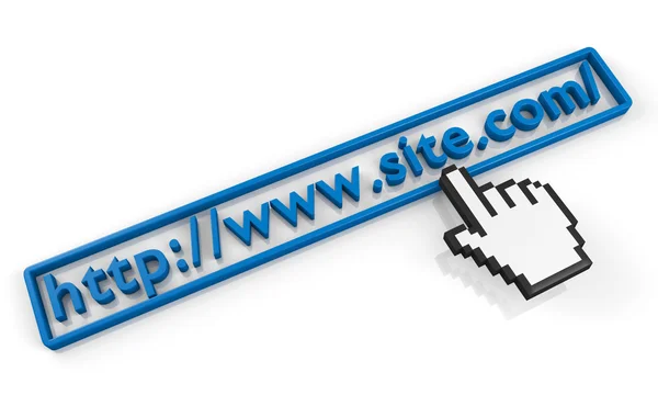 Site.com url string und hand cursor — Stockfoto