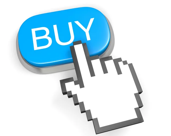 Ovális kék gomb vásárolni, és kezét, cursor — Stock Fotó