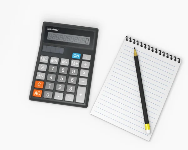 Rekenmachine en notebook 1 — Stockfoto