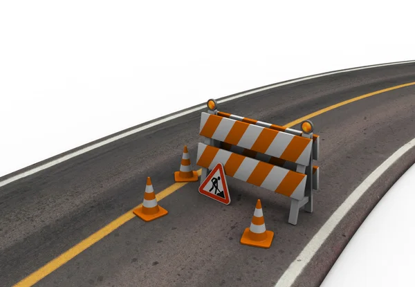 Road With Barrier and Cones — Stock Photo, Image