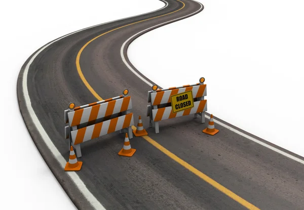 Estrada com barreiras e cones — Fotografia de Stock