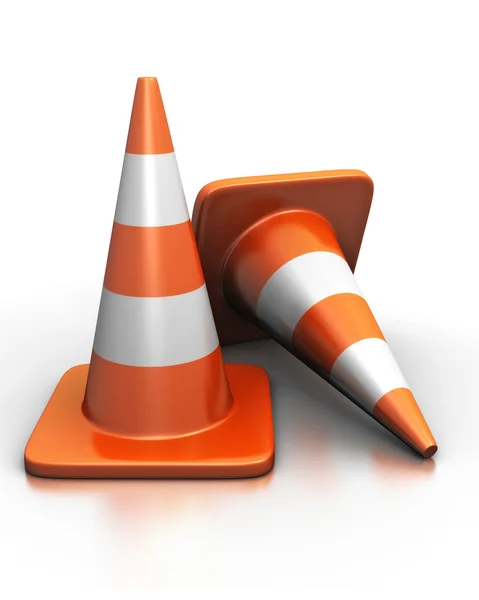 Dois cones rodoviários — Fotografia de Stock