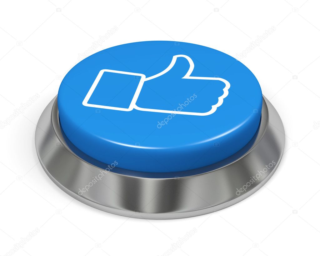 Blue isolated LIKE button with a hand sign