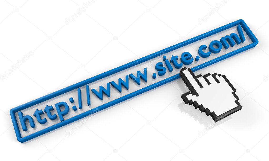 Site.com URL string and hand cursor