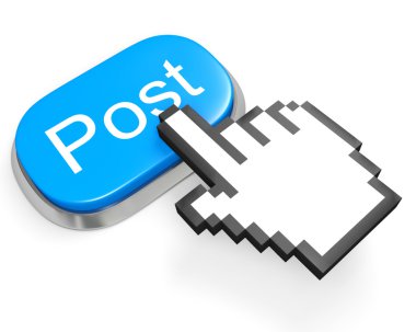 Blue Post button and hand cursor clipart