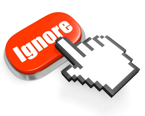 Red Ignore button and hand cursor — Stock Photo, Image