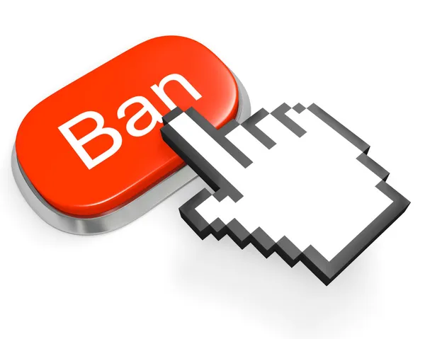 Botão Ban vermelho e cursor de mão — Fotografia de Stock