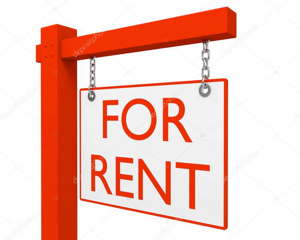 Red estate FOR RENT sign isolated on white background 2
