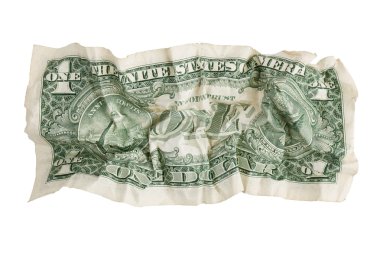 Crumpled paper dollar bill clipart