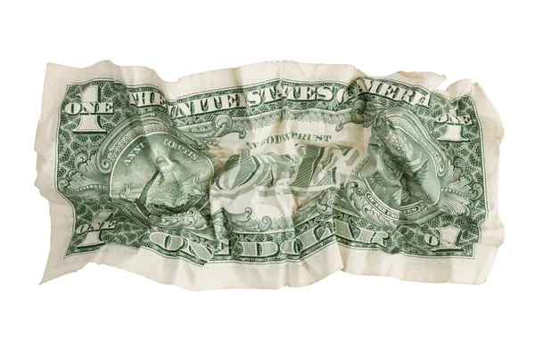 Skrynkligt papper dollarsedel — Stockfoto