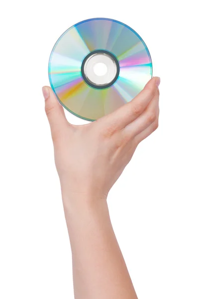 CD brilhante na mão — Fotografia de Stock