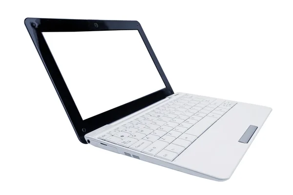 Computadora portátil abierta color blanco — Foto de Stock
