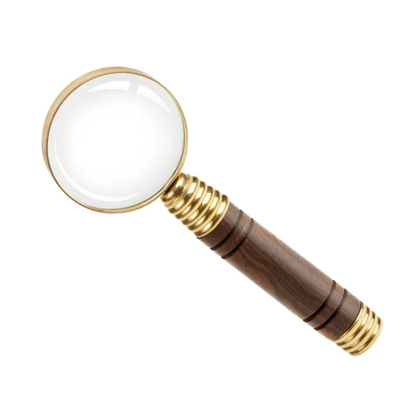 Magnifying glass with a wooden handle — Stock Photo, Image
