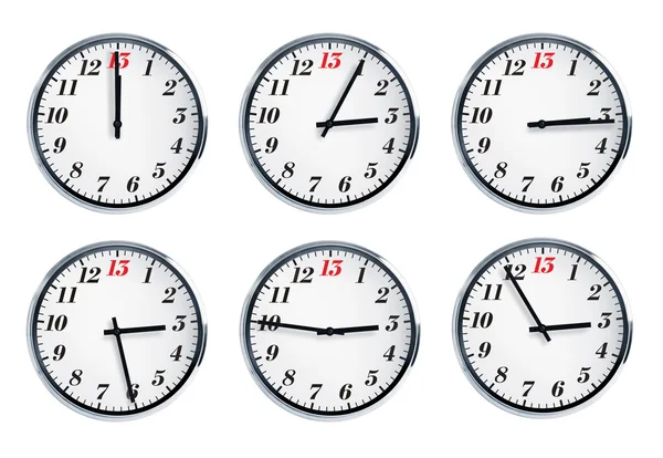 Wall clock with a red number thirteen — Stock Photo, Image